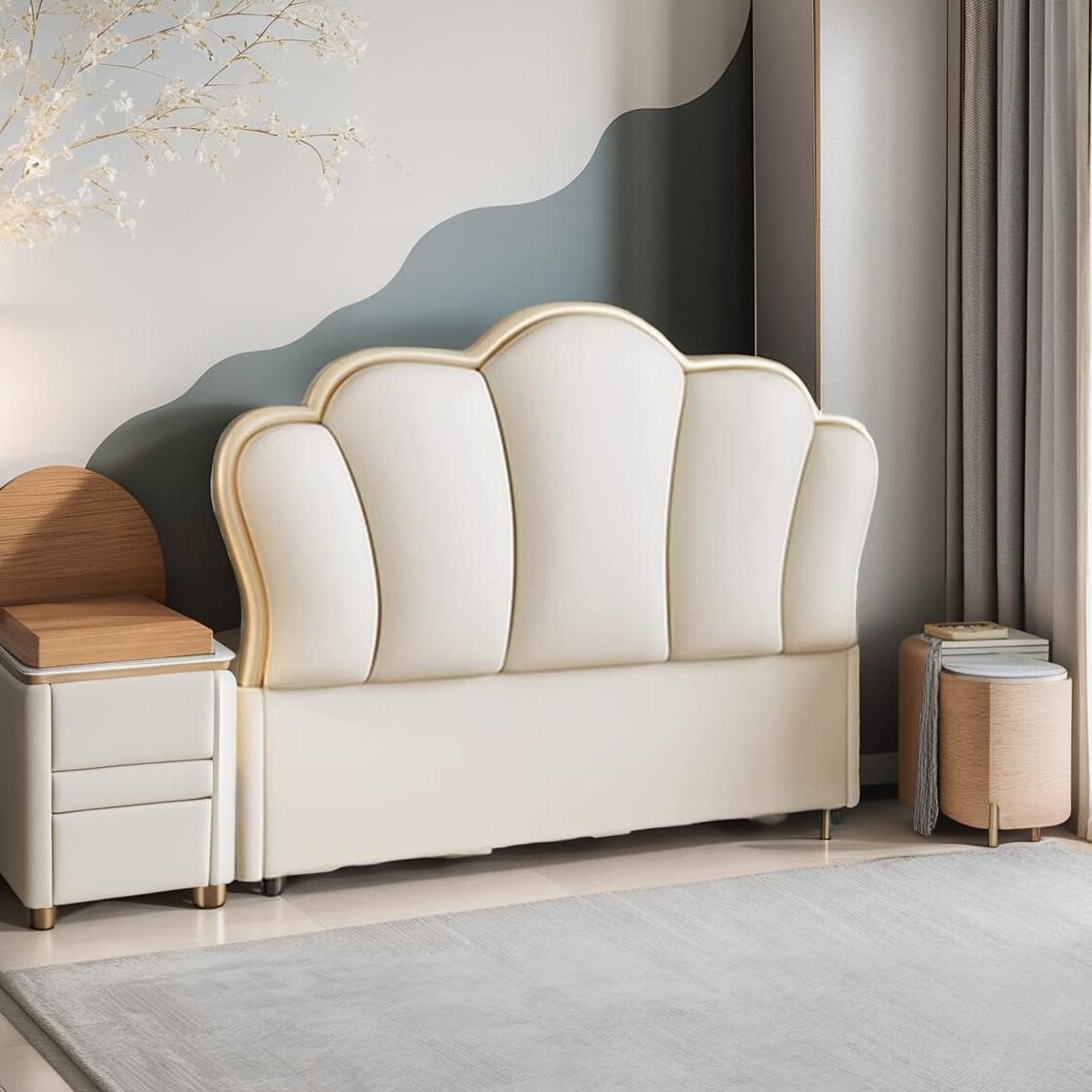 Modish No Distressing Timber Panel Headboard for King/Queen/Full Bed with Sponge Upholstery, Free-standing Installation, and Standard Height thumbnail 8