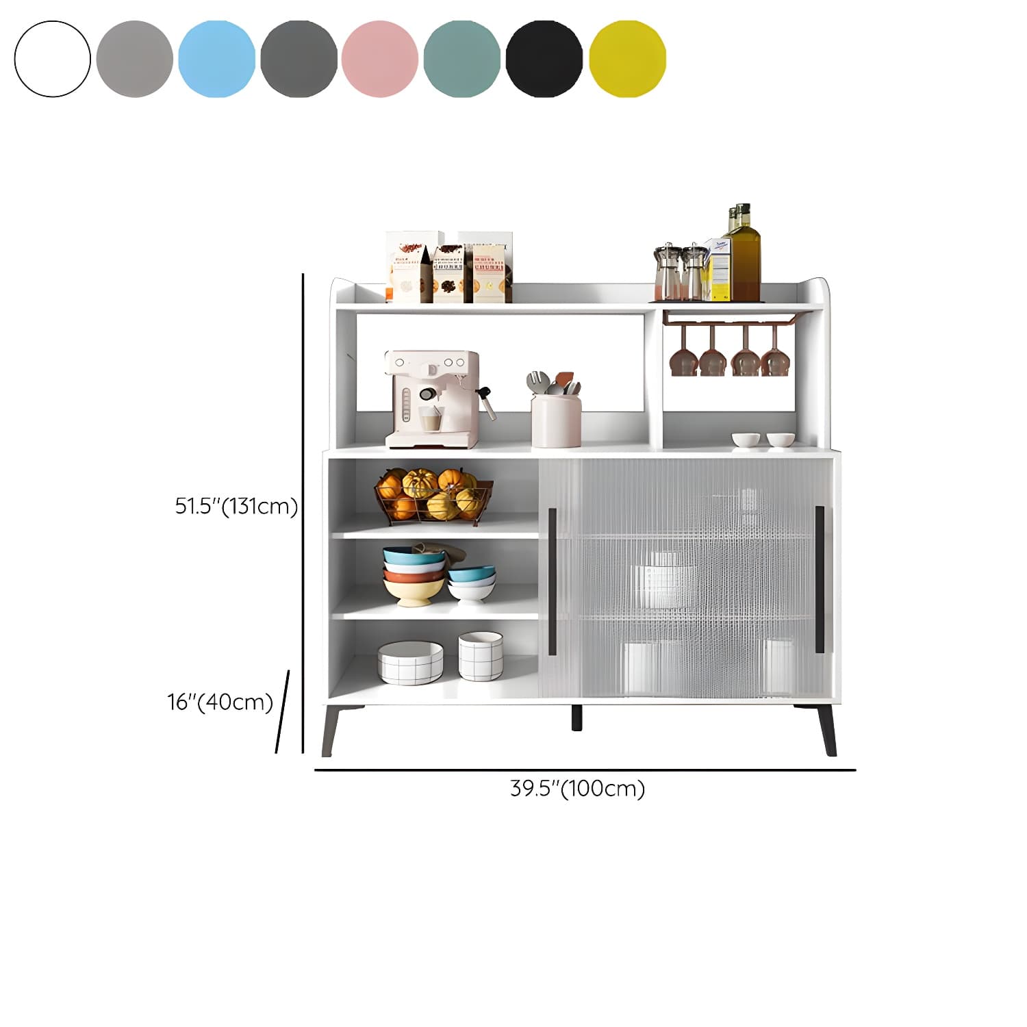 Contemporary Engineered Wood Glass Door Sideboard with Shelf for Dinging Room thumbnail 17