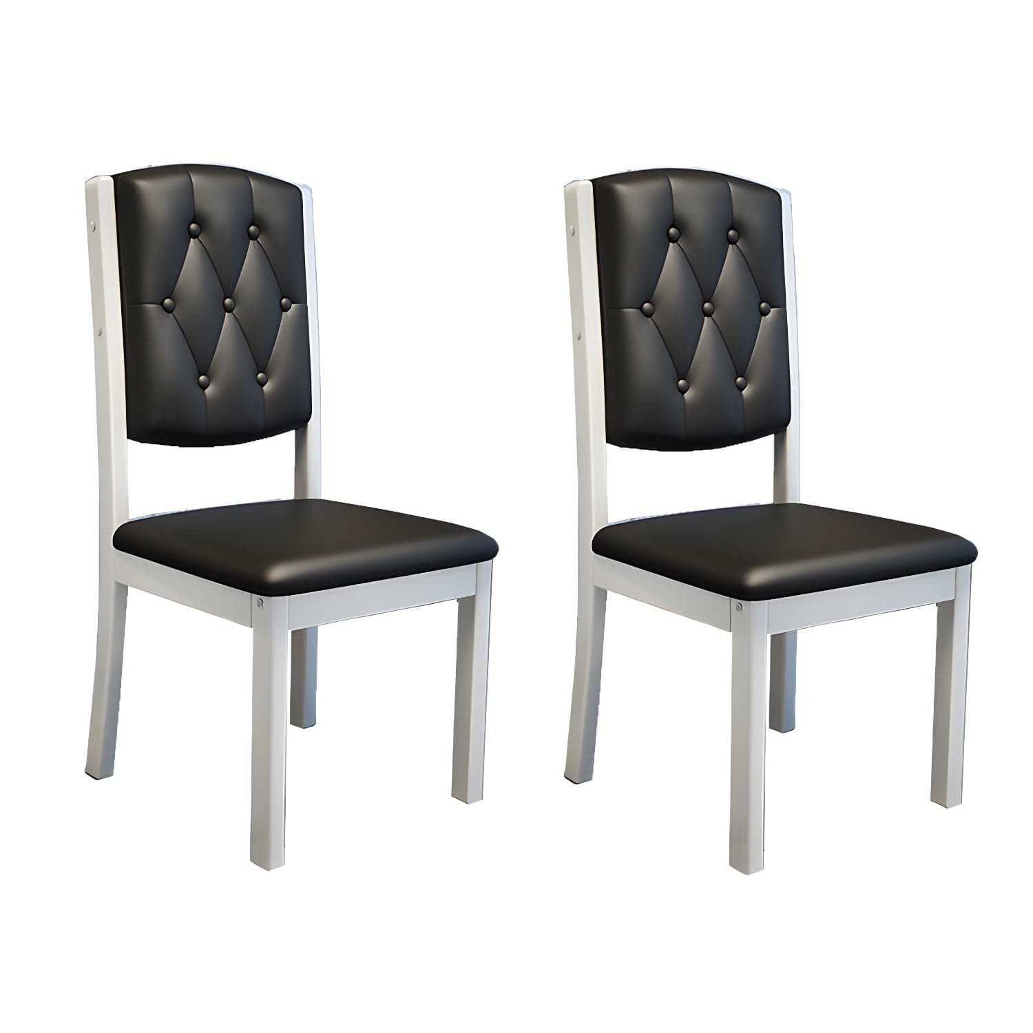 Matte Finish Leather Side Chair with Solid Wood Base for Home thumbnail 1