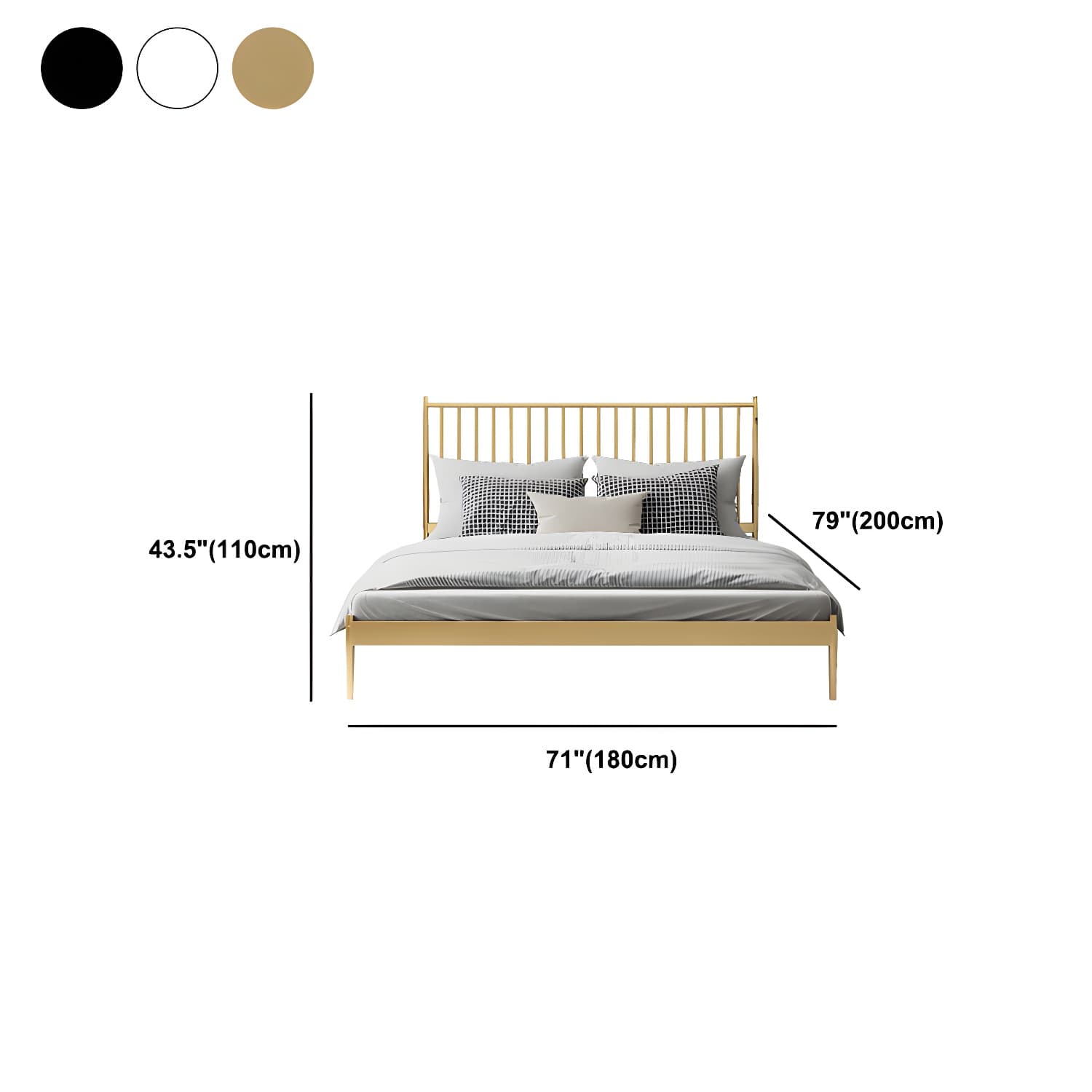 Contemporary Iron Open Frame Bed with Spindle Headboard for Bedroom thumbnail 14