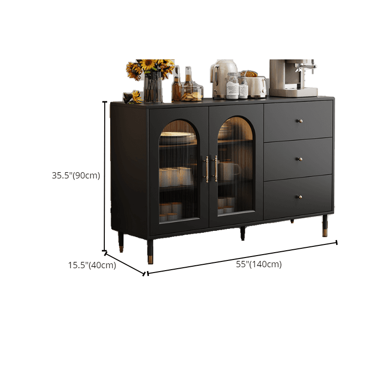 Standalone Accent Cabinet in Black with Glass Door, Alterable Shelf and Illuminating, Soft Close Drawer and 1 Cabinet/2 Cabinets in a Casual Style thumbnail 12