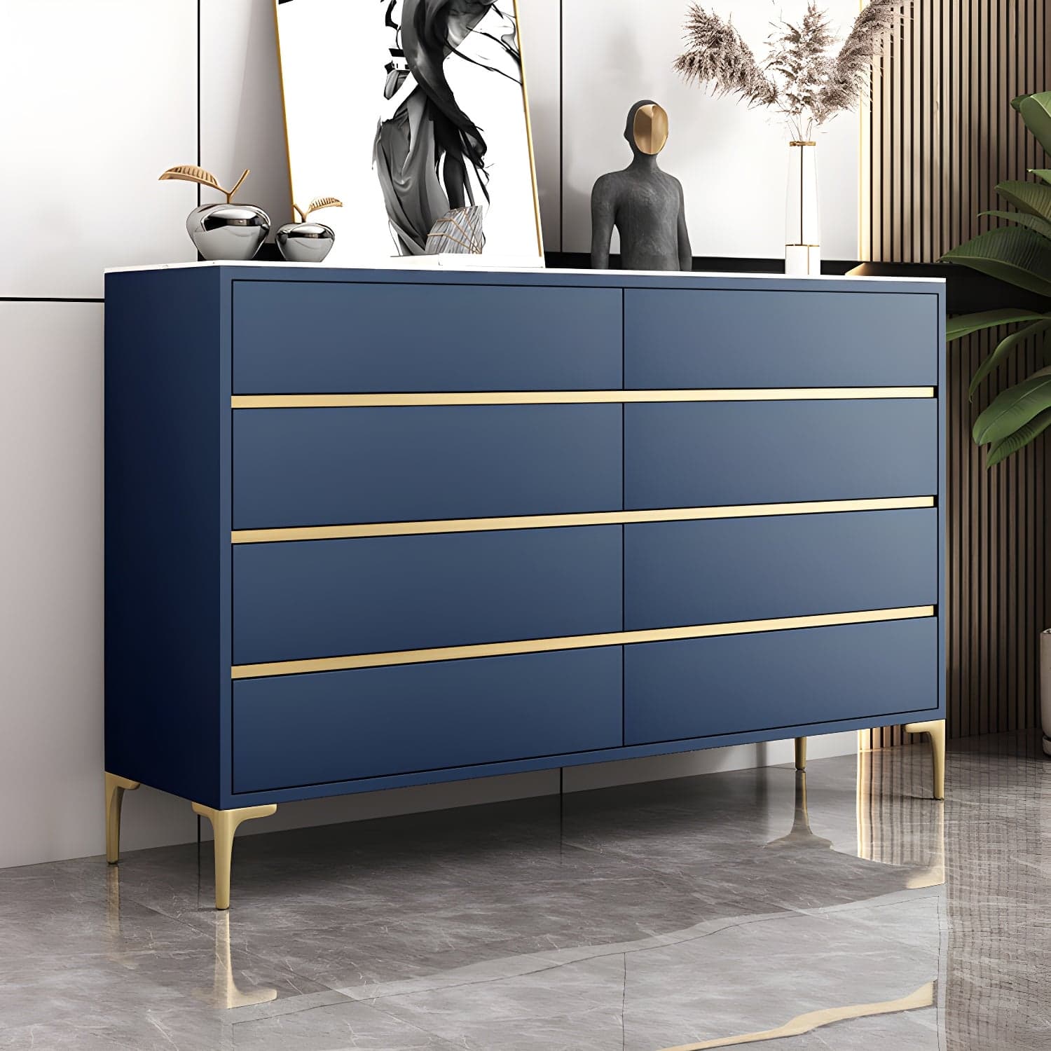 Glam Vertical Stone Storage Chest Bedroom Chest with 8 Drawers - image 9