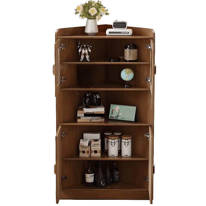 Independent Corner Utility Storage Cabinet in Cocoa/Gray/White with Grip Bars, 2 Exterior Shelves and 2 Cabinets/1 Cabinet in a Trendy Style, Glass-panel Door Included/Not Included thumbnail 11