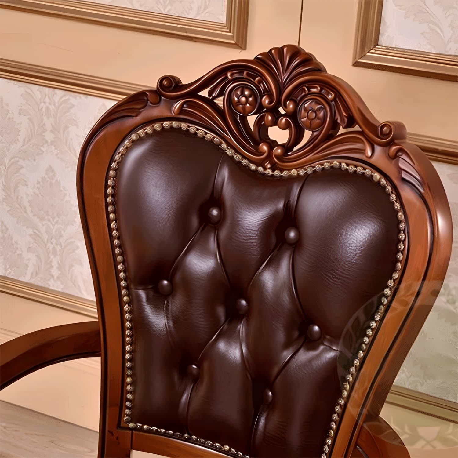 Leather High Back Dining Side Chair Kitchen Side Chair with Solid Wood Legs thumbnail 14