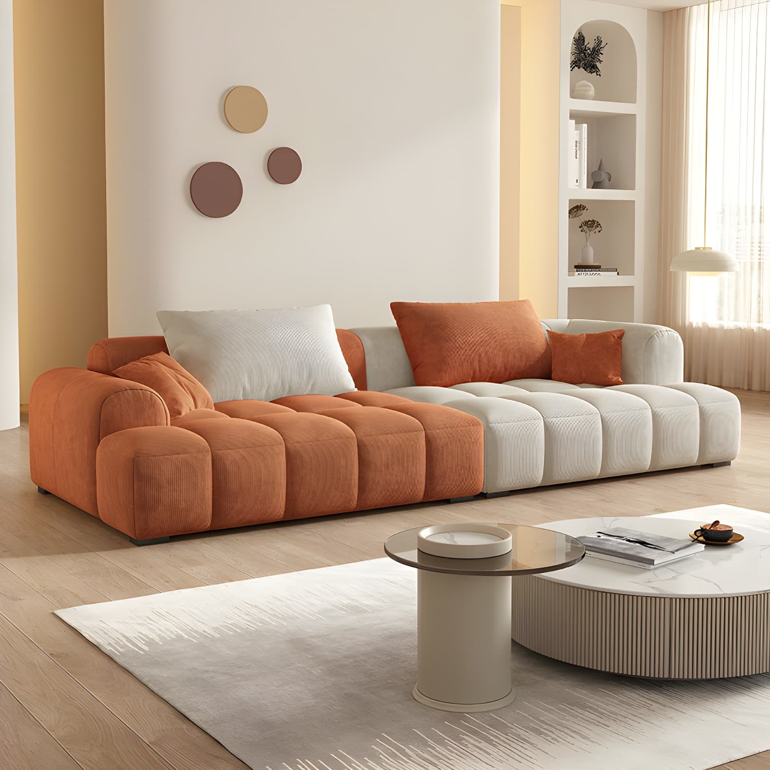 24.8" High Sofa with Tight Back Square Arm Corduroy for Apartment thumbnail 10