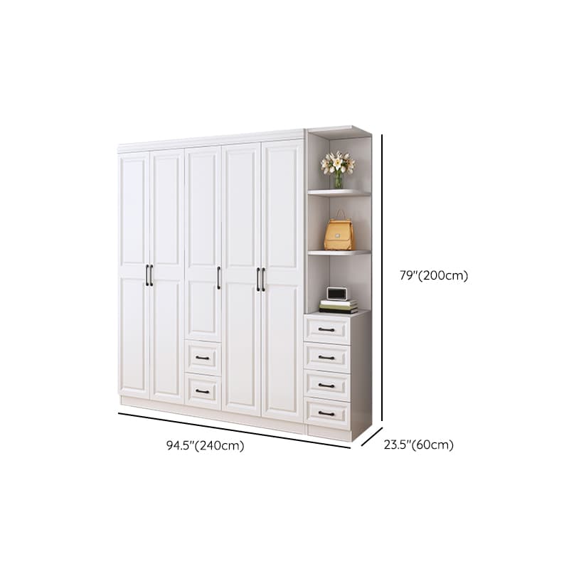 Modern White Wood Wardrobe Armoire with Soft-Close Drawers and Clothing Rod thumbnail 22