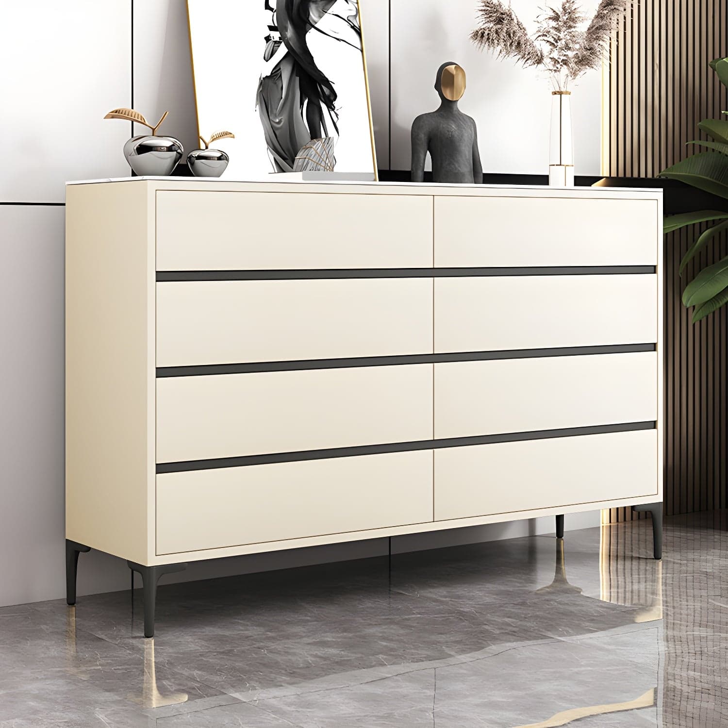 Glam Vertical Stone Storage Chest Bedroom Chest with 8 Drawers - image 3