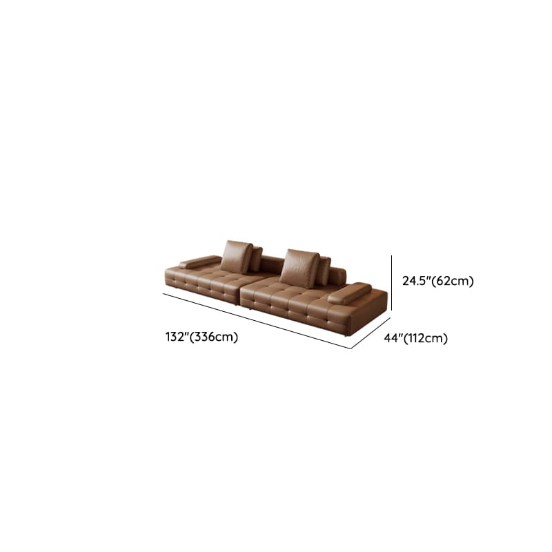 Tear Resistant Standard Sofa in Coffee Leather with 4 Pillows thumbnail 8