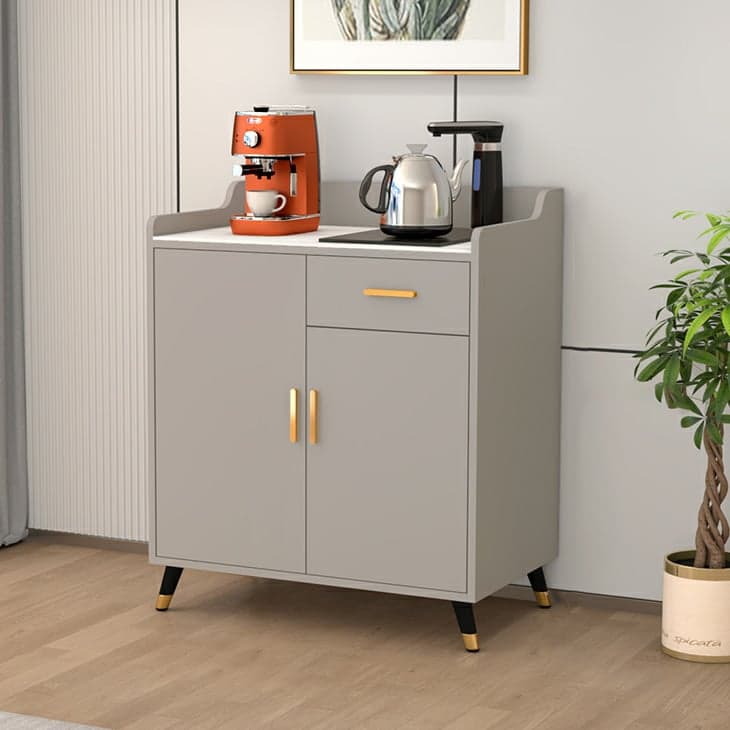 Contemporary Wood Sideboard Credenza with Stone Countertop and Drawers Included thumbnail 4