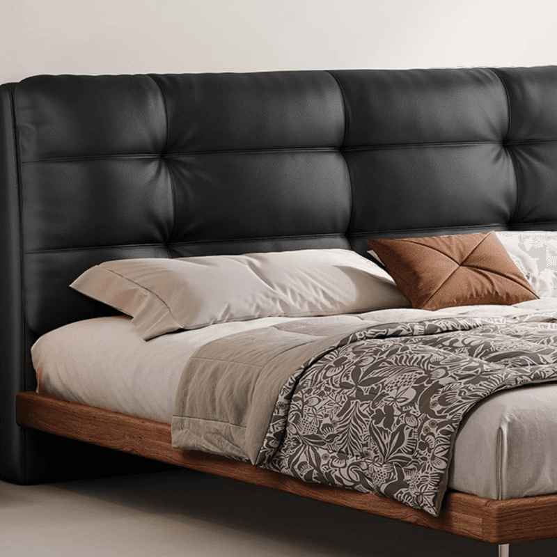 Solid Color Platform Bed with Natural Wood Frame and Button-tufted Design for Living Room thumbnail 7
