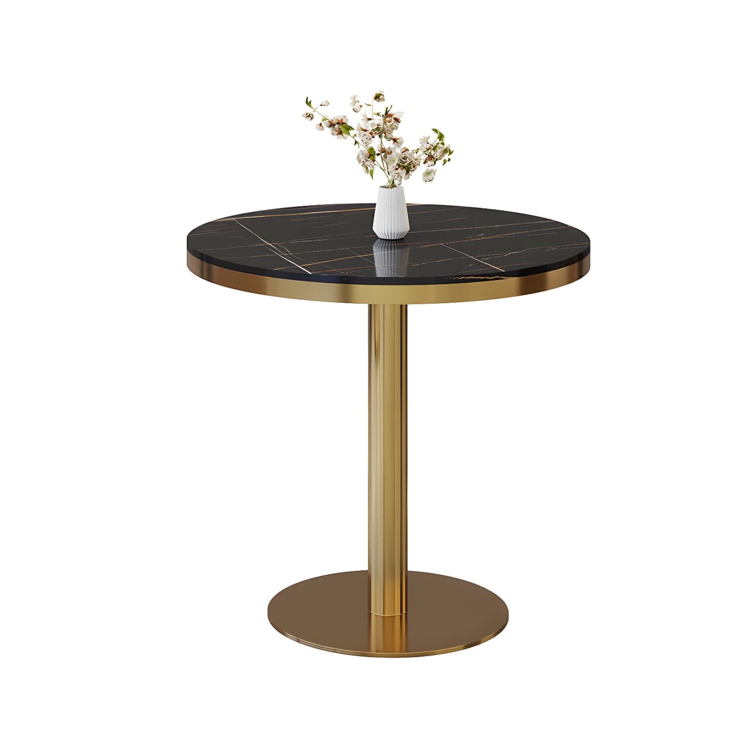 Sintered Stone Dining Table Traditional Luxury Dining Table with Gold Base thumbnail 1