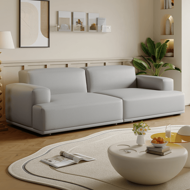 Modish Solid Color Stain Resistant Standard Sofa in Light Gray/Rose/Amber Color, 3-seater/4-seater/5 Person with 2 Pillows thumbnail 5