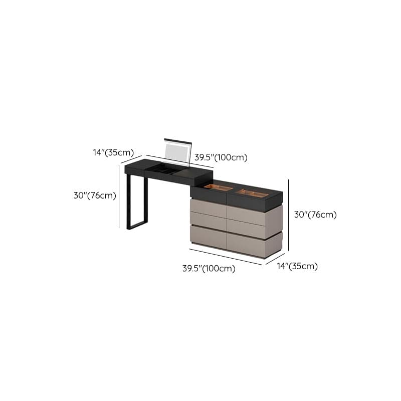 Multi-Purpose Vanity Set with 10 Drawers, Lighting, 2-in-1 Built In Makeup Vanity, Adjustable Touch and Brightness thumbnail 11