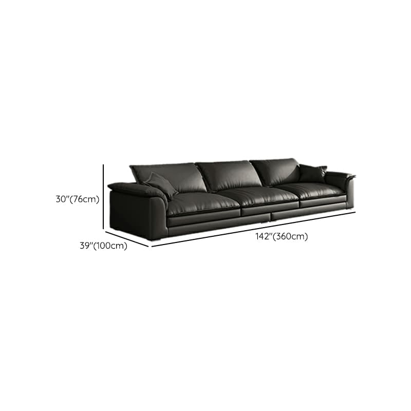 Black Cushion Back 30'' Interface Genuine Leather Sofa Pillow Top Arm thumbnail 19