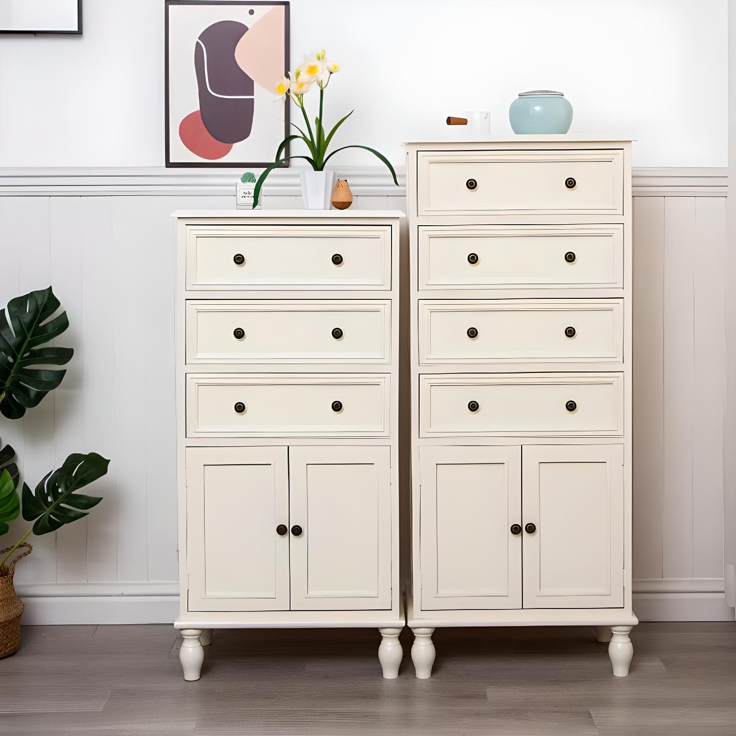 Mid-Century Modern Rectangular Wood Accent Cabinet with 1 Cabinet and Drawers thumbnail 5