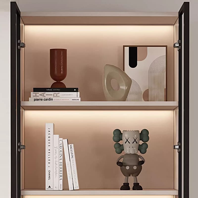 Simple Rectangular Damp-proof Accent Cabinet with Closet, Glazed Door, Chalk/Sand Top, and Soft Close Drawer thumbnail 5