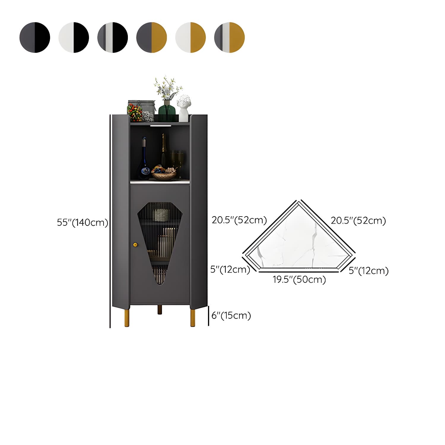 Glam Corner Accent Cabinet with Glass Doors and Wood Countertop in Small (Under 24 in.) Length thumbnail 18