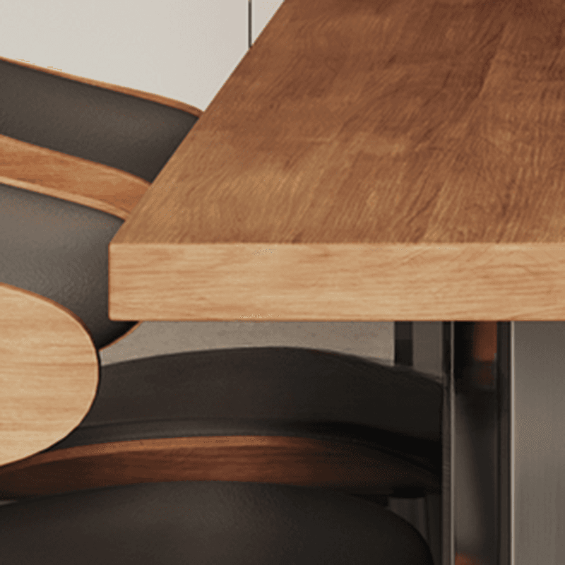 Dining Table Set with Ash Wood Top, Two-sided Pedestal Base, Padded Chair with Back for 6 People/4 People in Auburn thumbnail 8