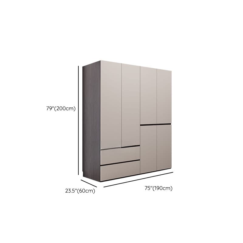 Light Gray Modish Manufactured Wood Independent Armoire Cabinet with 2 Drawers/4 Drawers, Interior Shelves, and Clothing Rod thumbnail 22