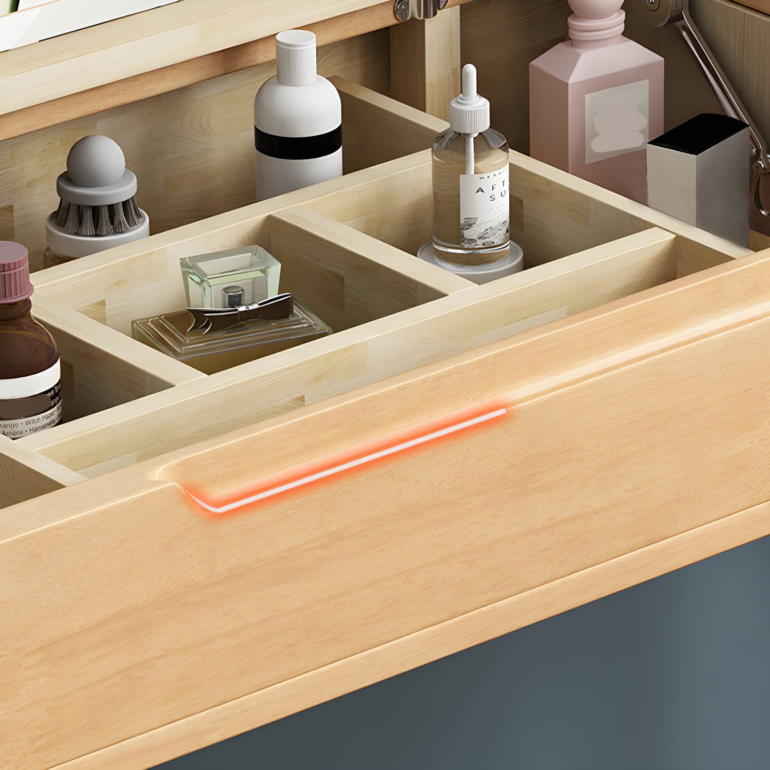 Scandinavian Solid Wood Vanity Makeup Table Set 1 Drawer Flip-Top Dressing Table thumbnail 11