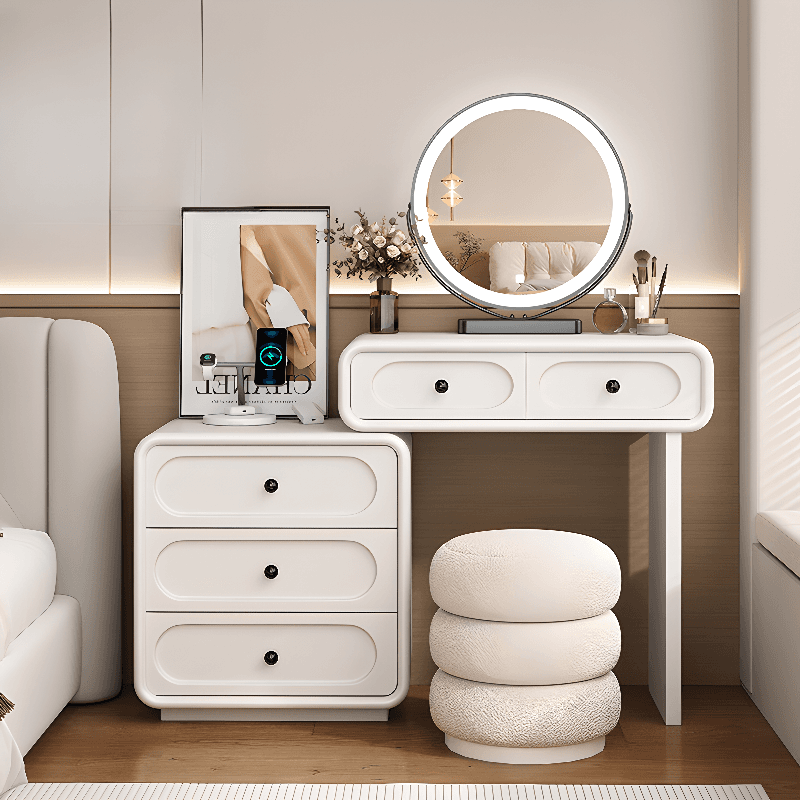 White Large/Standard Scalable Timber Vanity Set with 5 Drawers/8 Drawers, Lighting & Mirror Lights Included/Not Included thumbnail 1