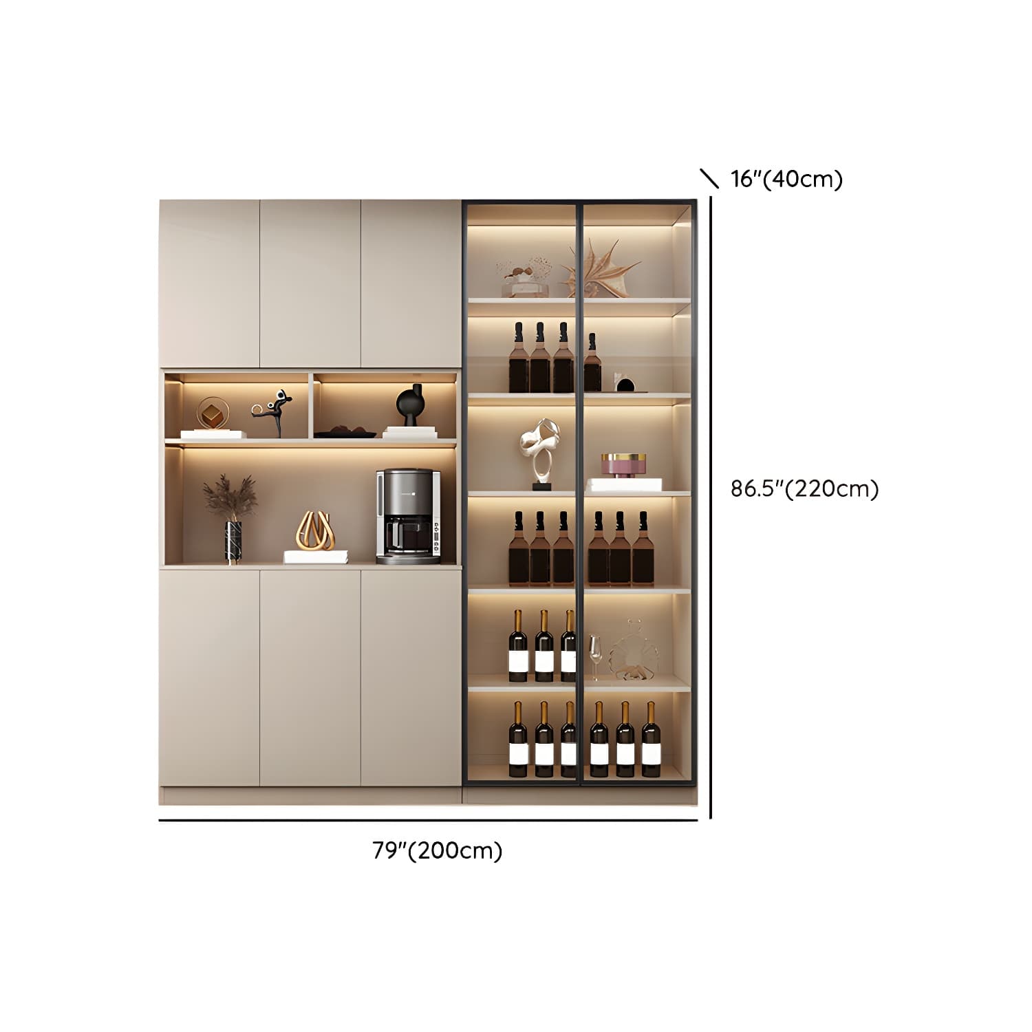 Modern Wood Cabinet with Glass Doors and Non-adjustable Shelves thumbnail 17