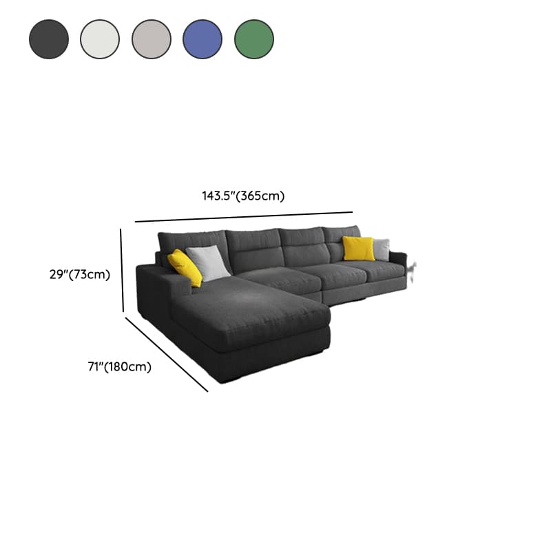 L-Shape Sofa Chaise with Pillow Back, Azure/Cream Upholstery, Square Arm, Slipcover, and 1 Chaise thumbnail 16