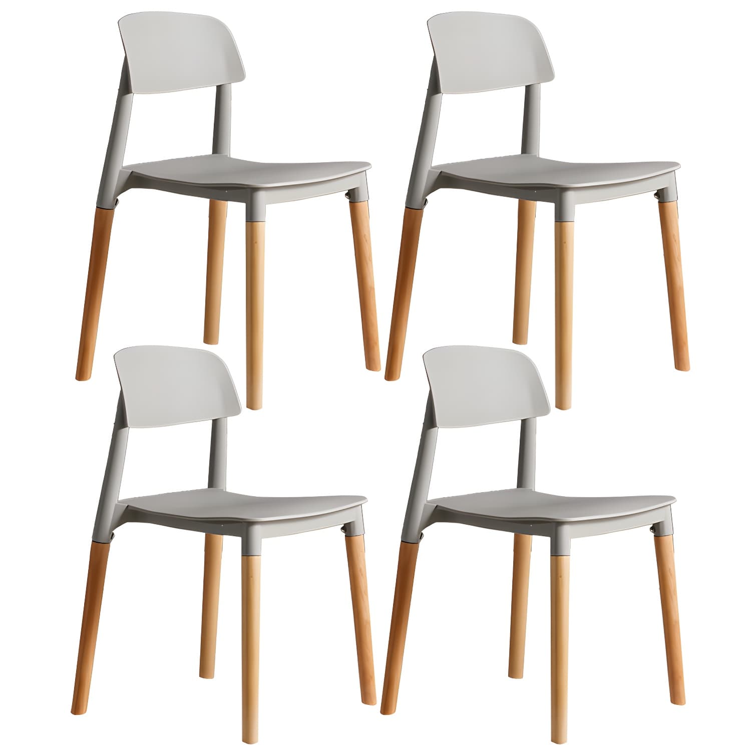 Scandinavian Home Side Chair Open Back Wood Legs Dining Room Chair Set thumbnail 4