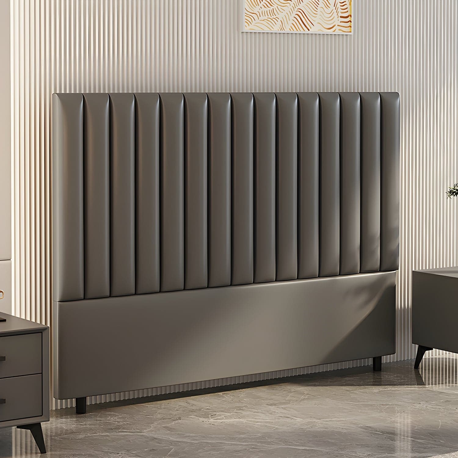 Pine Solid Wood Bed Headboard Freestanding Modern Leather Panel thumbnail 3