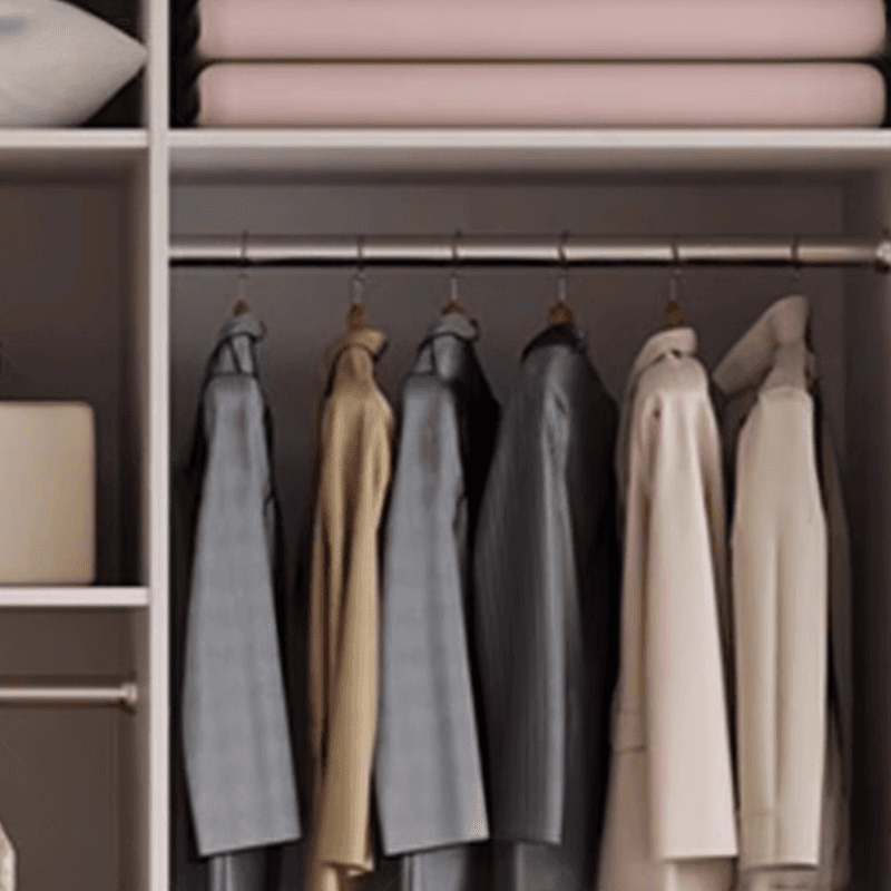 White Minimalist Laminate Wardrobe Closet with Compartments, Soft Close Door, Interior Shelves, and Clothing Rod thumbnail 6