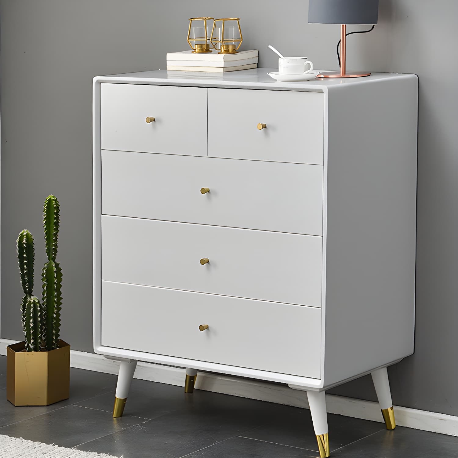 Solid Wood Accent Chest Mid Century Drawers Included Cabinet thumbnail 6