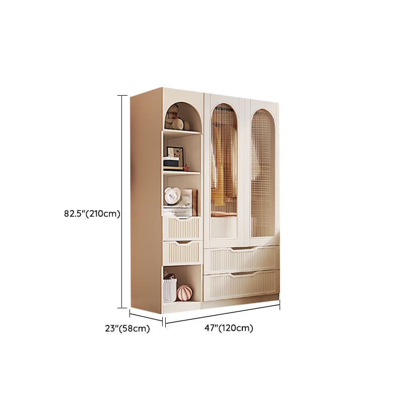 Chalk Almirah in Timber with Clothing Rod, 3 Cabinets/2 Cabinets and 5-Drawer/4-Drawer/3-Drawer in a Minimalist Style, 3-Shelf/2-Shelf Included/Not Included thumbnail 26