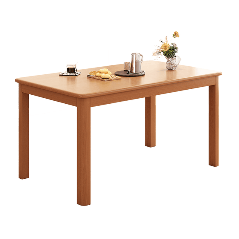 Minimalist Rectangular Dining Table Set with 4 Legs and Natural Wood Top, Featuring Back Seat thumbnail 1
