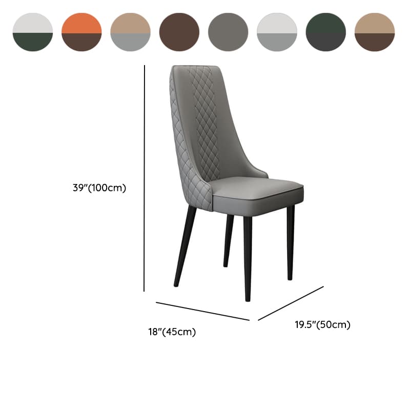 Contemporary Restaurant Armless Chair with Solid Back Panel, Upholstered Metal Legs thumbnail 17