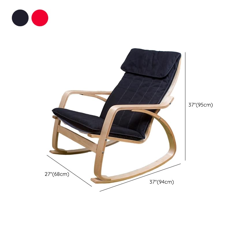 Ergonomic Natural Wood Rocking Armchair with Rear Back, Stationary thumbnail 9