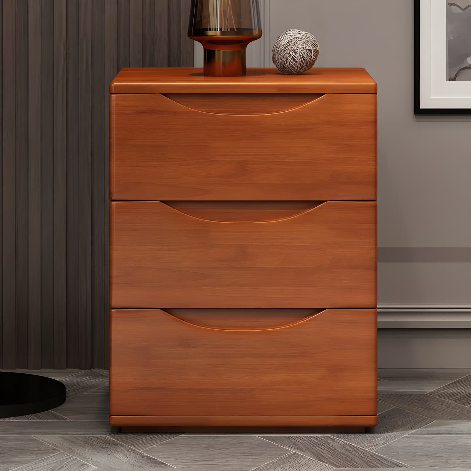 3 Drawers Contemporary Accent Table Nightstand Antique Finish Nightstand thumbnail 2