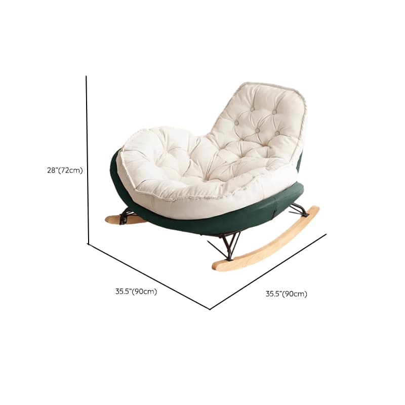 Modish Rocking Couch Chair with Spindle Back, Flannel Upholstery, Padded Design, Rear Support, and Stationary Base thumbnail 17