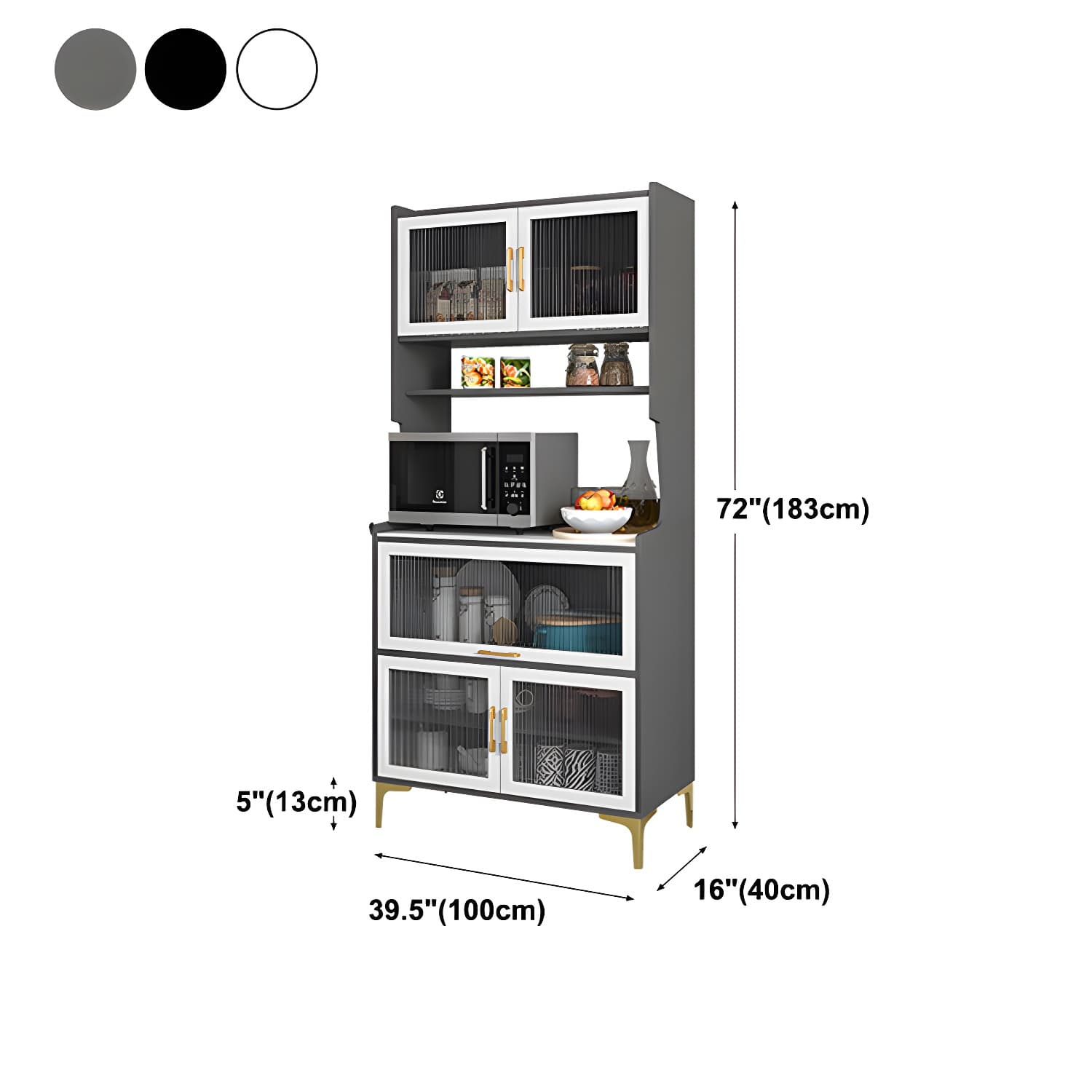 Sintered Stone Countertop Dining Server Manufactured Wood Kitchen Server with Glass Doors thumbnail 22