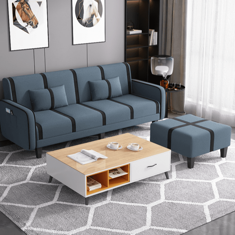Striped Standard Sofa in Dark Gray/Cerulean/Off-White with Armrest thumbnail 16