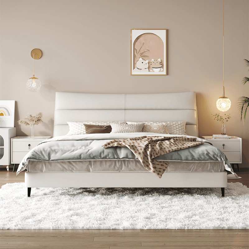 Solid Color Timber Framed Platform Bed With Storage/Panel Bed for Bedroom thumbnail 2