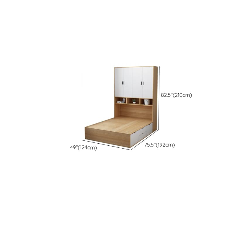 Natural Color Solid Color Storage Included with 4 Storage Boxes and Wardrobe for Bedroom thumbnail 14