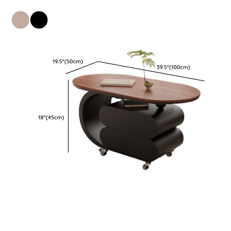 Simplistic Oblong Side Table with Wheel Base, Swivel Wheels, and Drawers thumbnail 12