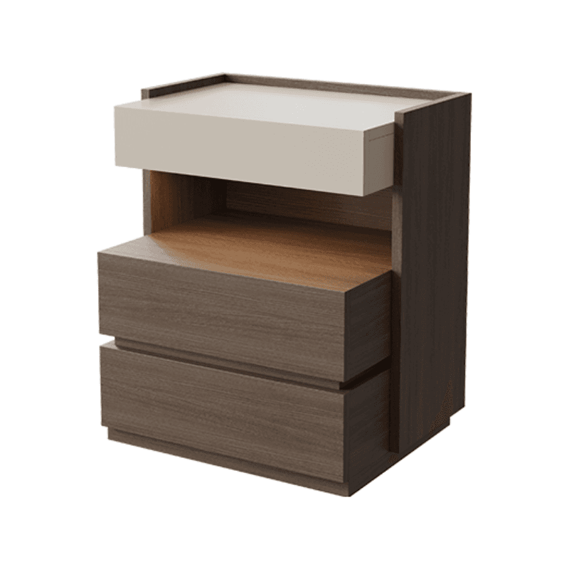 Organic Modern Nightstand With Drawer Organization Featuring 2 Shelves and Particle Board Wood Countertop thumbnail 4