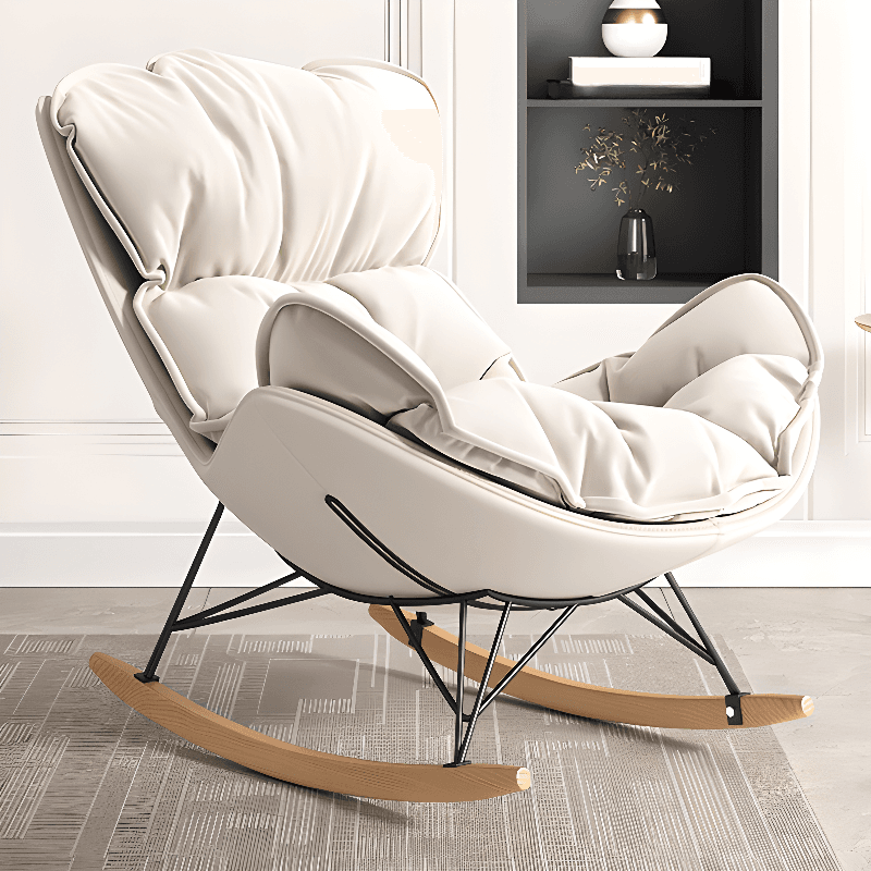 Stationary Rocking Chair with Flared Arm and Rear Support thumbnail 1