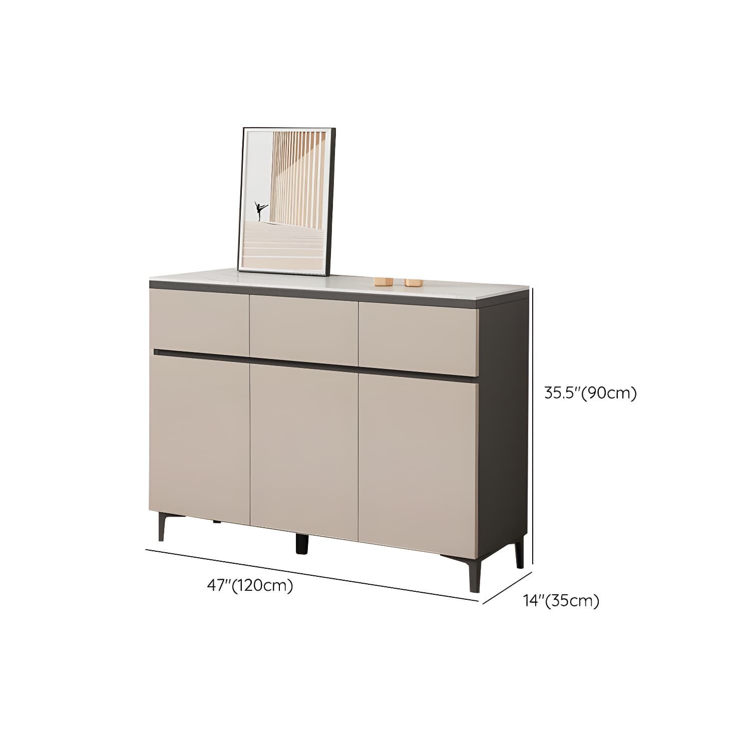 Wooden Modern Stone Countertop Buffet Sideboard with Drawers for Living Room thumbnail 20