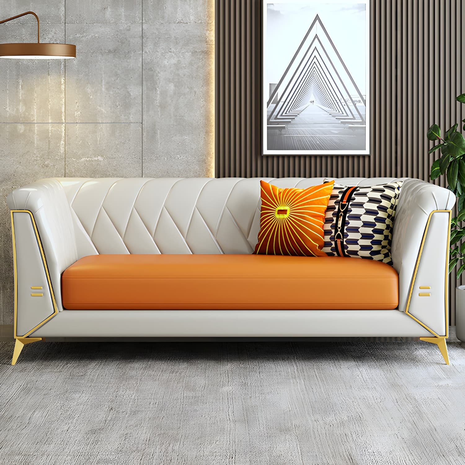 Glam Faux Leather Standard Sofa with Tuxedo Arms in Solid Color thumbnail 14