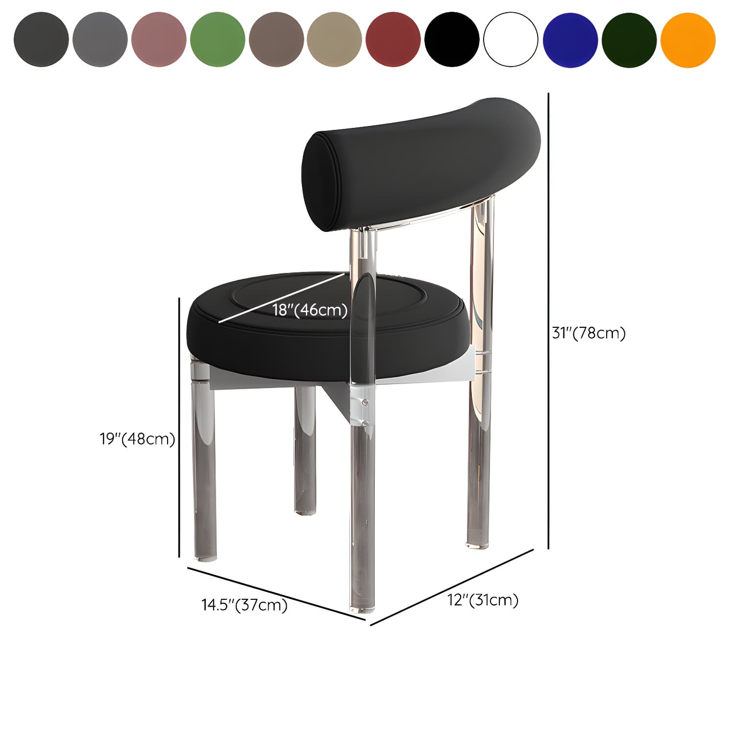 Clear Leg Modern Side Chair with Low Back and Upholstered Polyurethane Seat thumbnail 22
