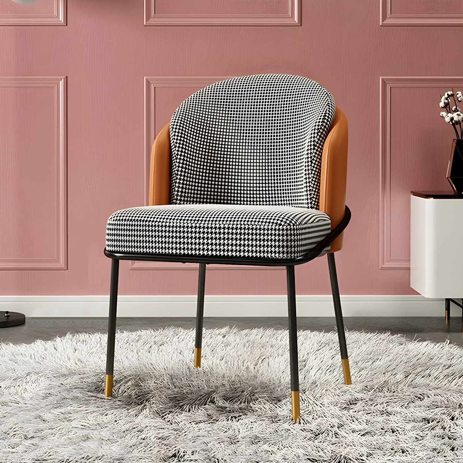 Glam Low-Back Upholstered Chair with Sleek Black Metal Legs for Kitchen & Dining thumbnail 18