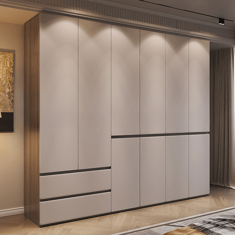 Sand Minimalist Laminate Cabinet Armoire with Soft Close Drawer, Soft Close Door, Interior Shelves, and Clothing Rod thumbnail 1