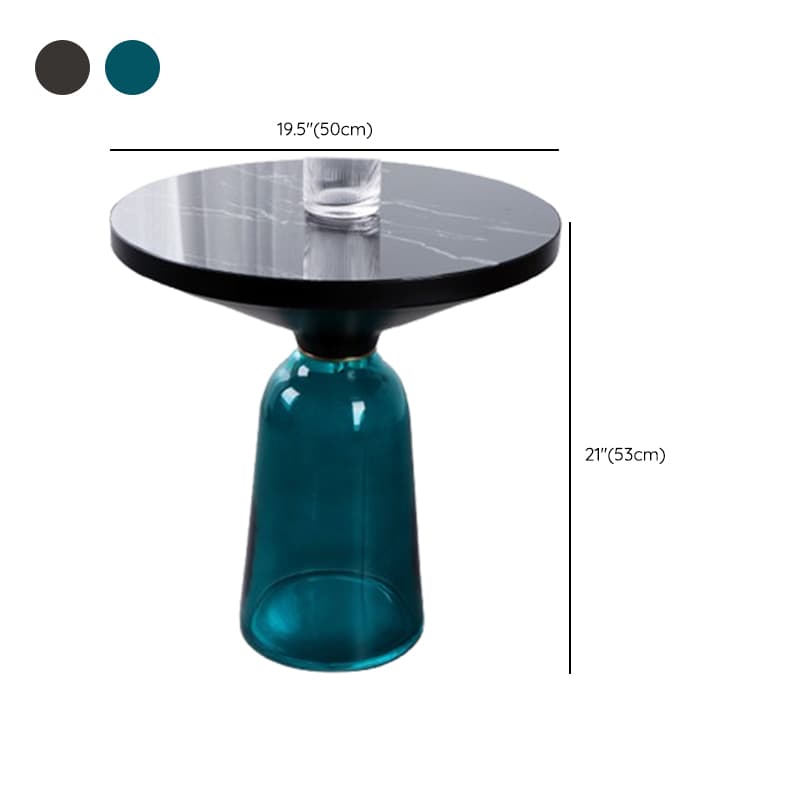 Simplistic Single Side Table with Hardened Glass and Plinth Base, Rounded Top thumbnail 22